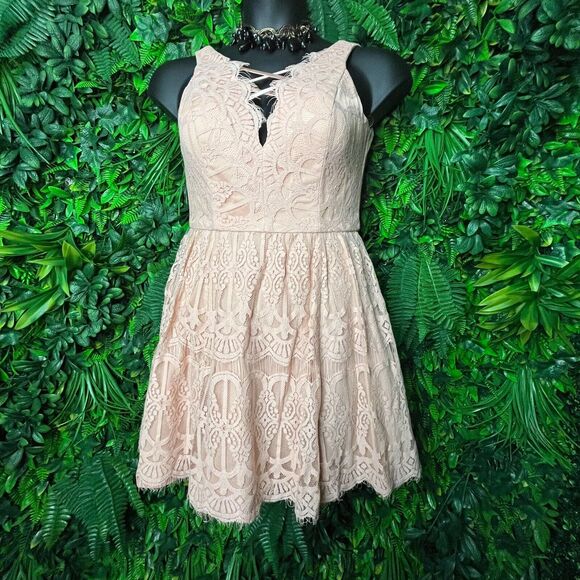 DEAR MOON Women Dress 7 Peach Orange Formal Short V Neck Prom Party 0451 - Picture 5 of 12